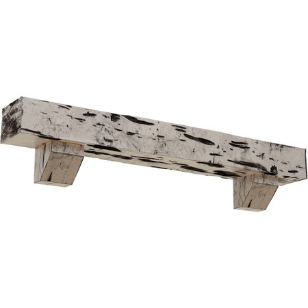Ekena Millwork Kit w/ Ashford Corbels, Burnished Pine, 8"H x 8"D x 48"W Pecky Cypress Faux Wood Fireplace ManteL MANUPC08X08X48ASBP